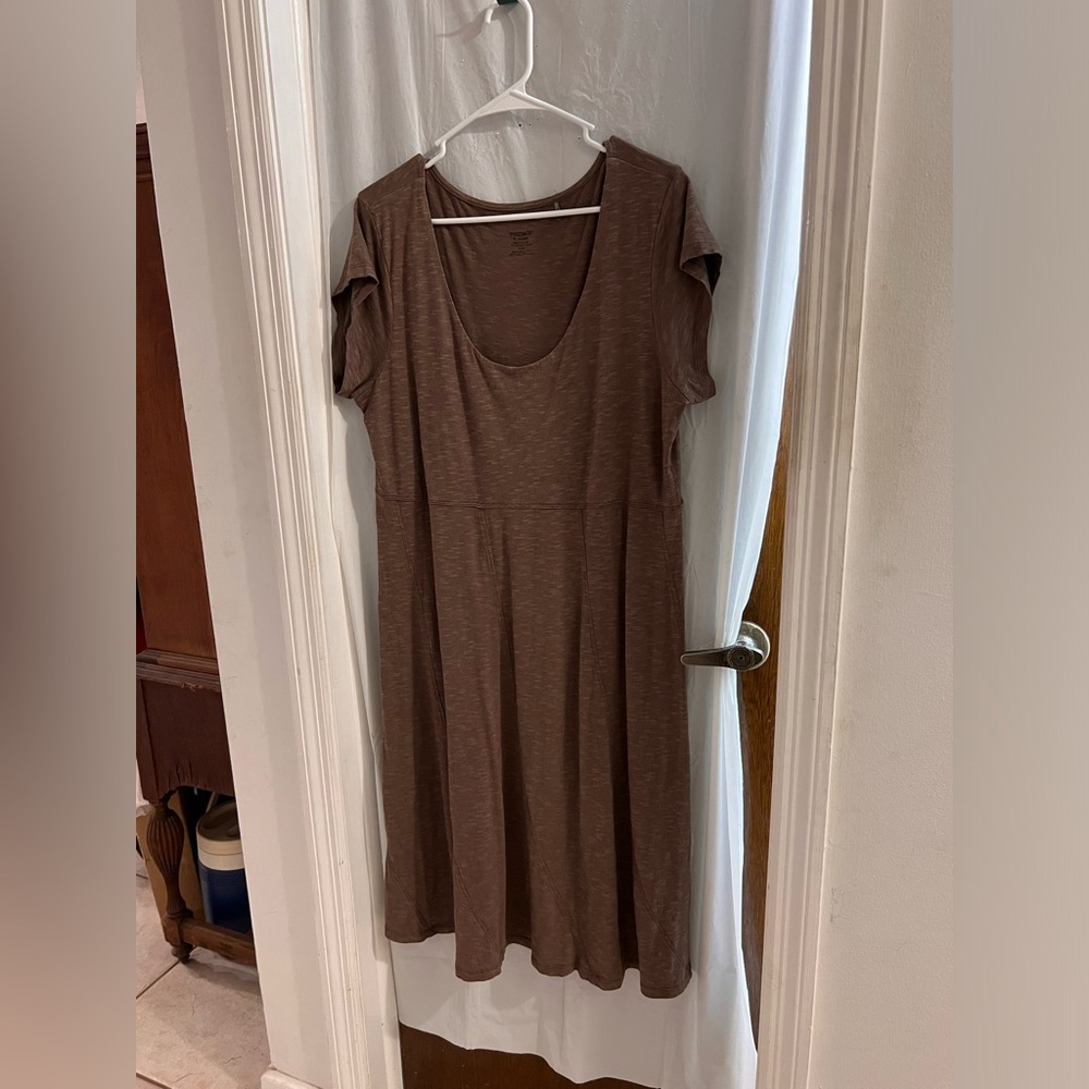 Toad and co brown nena short sleeve scoop neck empire waist dress size xl